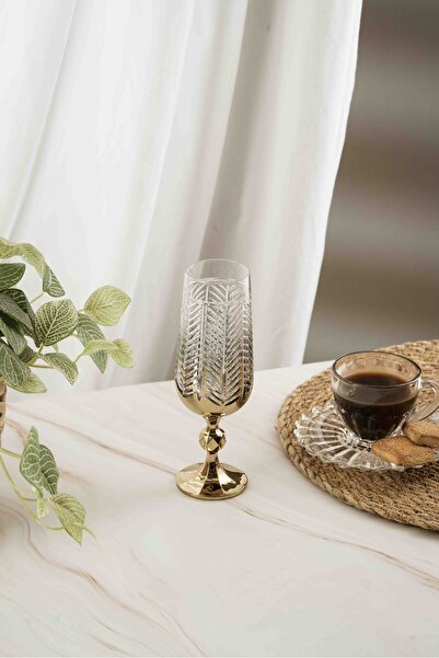 crystalhome 6-Pack Gold Fishbone Crystal Coffee Side Dish 180ml