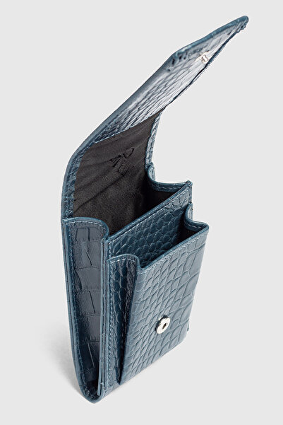 Fiyaka Ar-004 Genuine Leather Cigarette Case Croco-Petrol