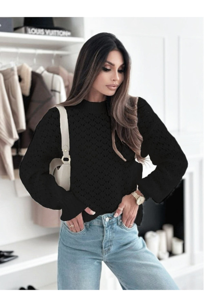 SOFILINE Pulover negru tricotat cu model SH-G1389-WK M8