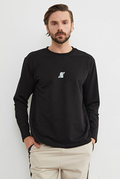 Fulla Moda Baskılı Bisiklet Yaka Sweatshirt