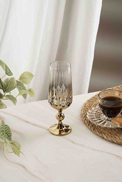 crystalhome 6 Pack Gold Damla Crystal Coffee Side 180ml