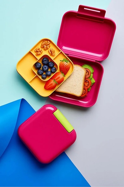 Porselen Diyarı 2-Layer Mini Square Student Lunch Box Food Storage Box Lunch Box Pink