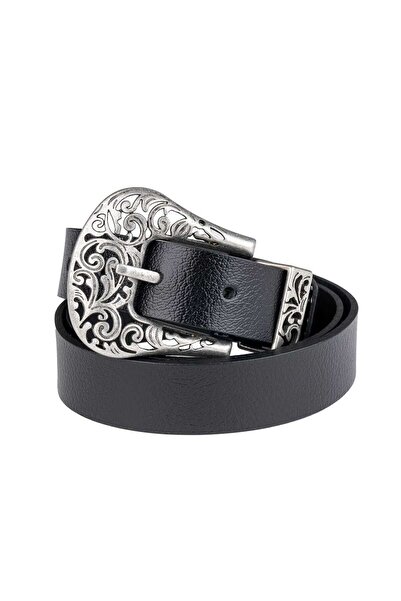 TORO NERO Women's Black Leather Belt - Skini