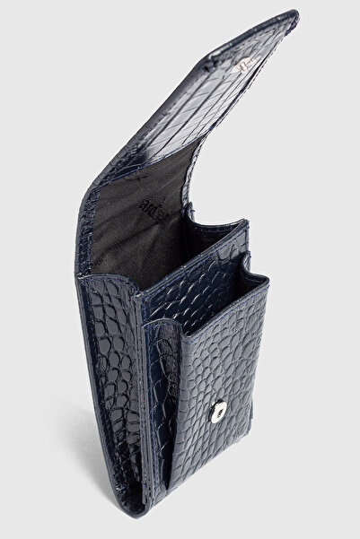 Fiyaka Ar-004 Genuine Leather Cigarette Case Croco Dark Blue