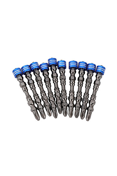 Lawazim Magnetized Screwdriver Bits - 10 Piece Blue Magnetic Collar for Drill, DIY & Woodworking