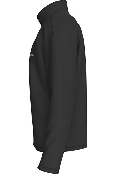 Calvin Klein Erkek Marka Logolu Yarım Fermuarlı Dik Yaka Siyah Sweatshirt LVGMF5W303 UB1