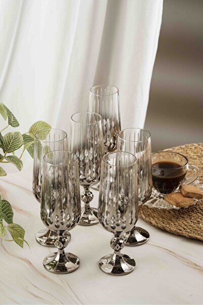 crystalhome 6-Pack Silver Drop Crystal Coffee Side 180ml