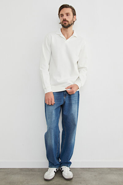 Fulla Moda Βασικό φούτερ με λαιμόκοψη πόλο