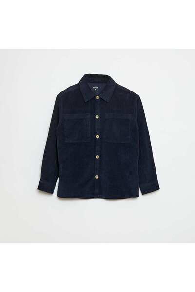 KIABI قميص خارجي من قماش مخملي أزرق