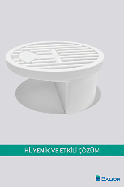 BALİOR Balkon, Teras ve Banyo İçin Beyaz Modern Tasarım Yer Süzgeci Kapağı - Yuvarlak