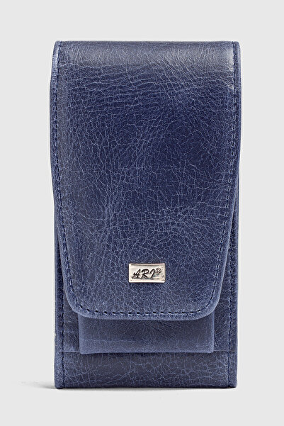 Fiyaka Ar-004 Genuine Leather Cigarette Case Crazy Navy Blue