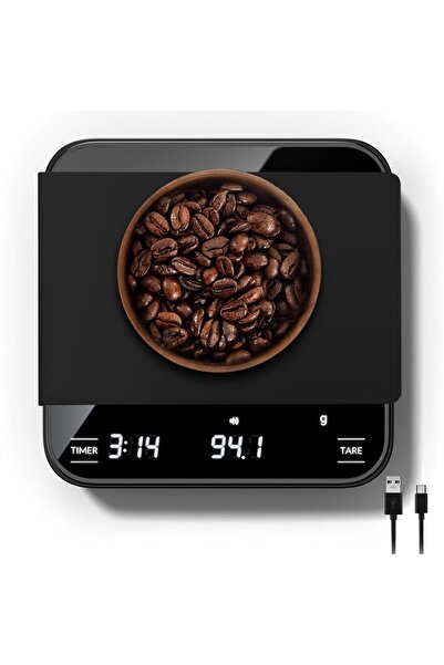 CONOYAR ميزان قهوة مع مؤقت، ميزان مطبخ رقمي صغير قابل لإعادة الشحن بسعة 2 كجم/0.1 جم
