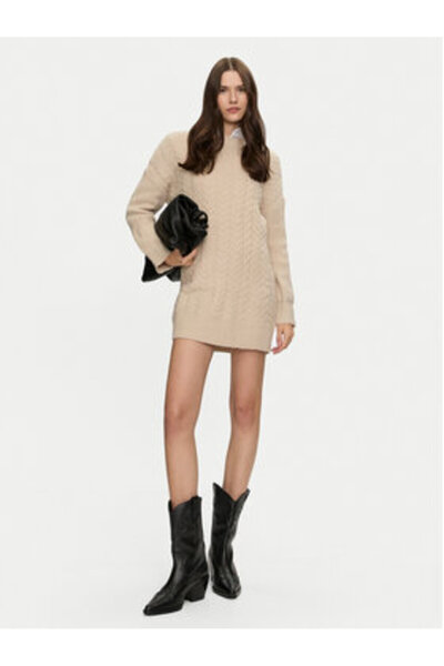 Brave Soul Γυναικείο Πλεκτό Φόρεμα LKD-162VIRGOA Μπεζ