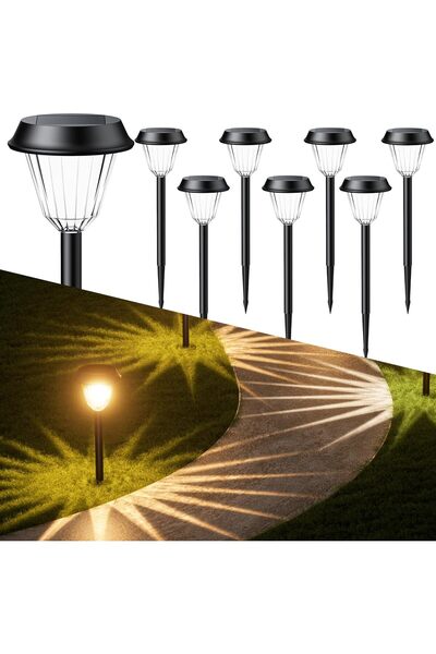 Quntis 8 مجموعات من مصابيح الطاقة الشمسية الخارجية باللون الأبيض الدافئ/RGB