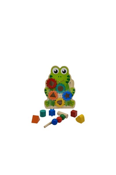 OEMN Jucărie educativă din lemn, model de broască