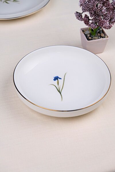 tabakevi Tabak Evi Porcelain Natura Iris Gold Gilded Deep Plate 18.50cm Set of 6