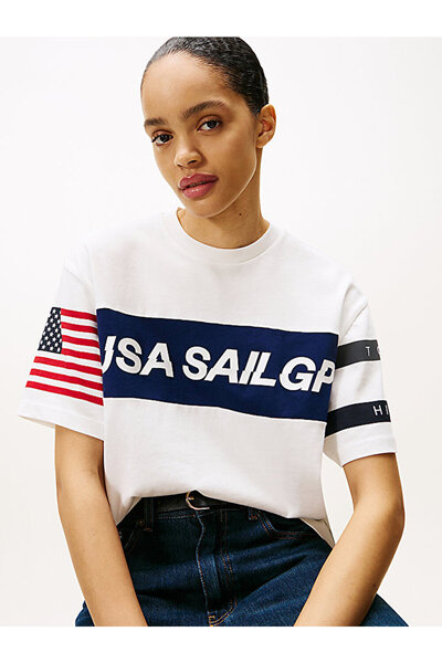 Tommy Hilfiger Men's Tommy X U.S. Sail Gp Team Color-Blocked Relaxed T-Shirt