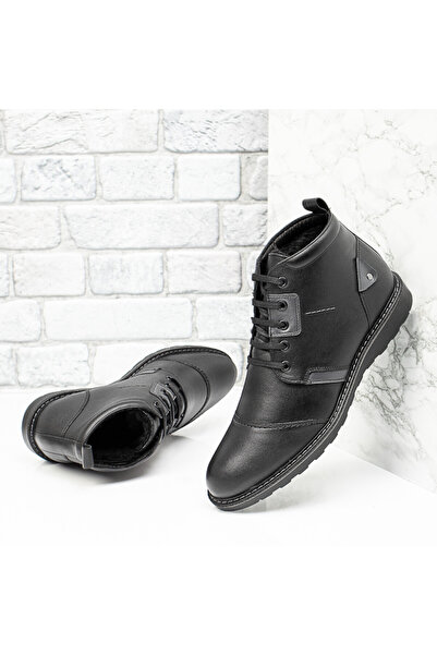 Modlet.ro Men's black casual genuine leather lace-up boots MOD10568