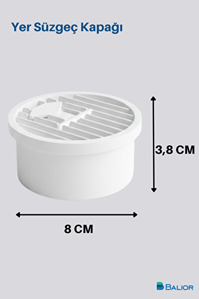 BALİOR Balkon, Teras ve Banyo İçin Beyaz Modern Tasarım Yer Süzgeci Kapağı - Yuvarlak