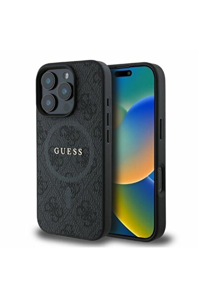Guess Case for iPhone 16 Pro Max, 4G Ring Classic Logo MagSafe, Black