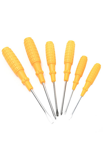 Lawazim Screwdriver Set - 6 Piece Yellow Handle Flat & Philips with Ergonomic Grip for DIY & Repair