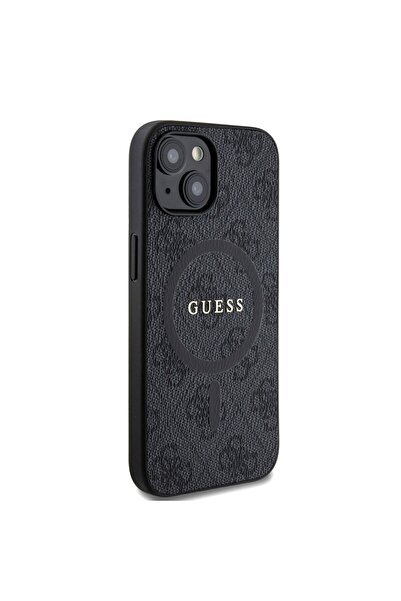 Guess Θήκη για iPhone 15, 4G Ring Classic Logo MagSafe, Μαύρη