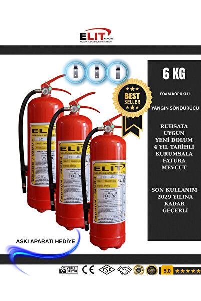 ELİTyangın ELİT YANGIN 3 ADET RUHSATA UYGUN 6 KG KÖPÜKLÜ YANGIN TÜPÜ 4 YIL TA...
