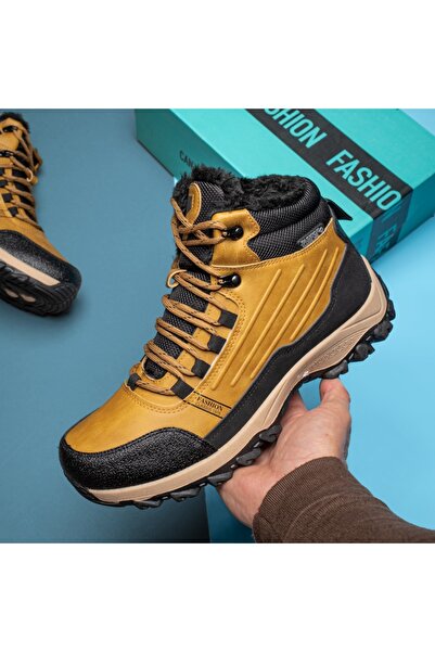 Modlet.ro Men's brown and black lace-up boots with zipper MOD12805