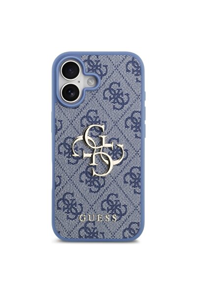 Guess Θήκη για iPhone 17, Σκληρή θήκη 4G με μεγάλο λογότυπο, Λεπτή προστασία, Συμβατή, Μπλε