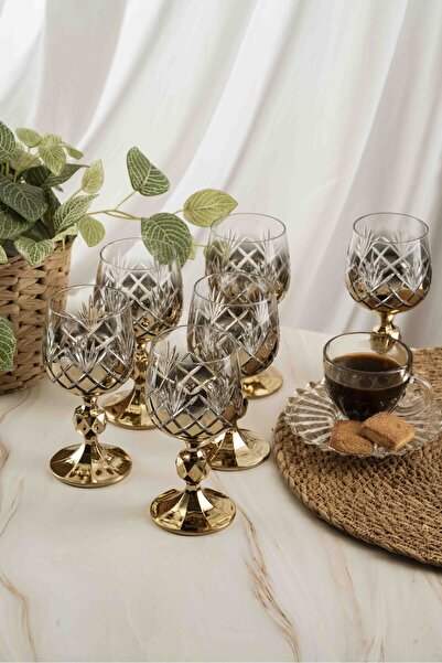 crystalhome 6 Pack Gold Pineapple Crystal Coffee Side 150ml