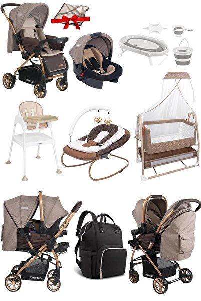 Tommybaby 11 Parça Çeyiz Seti Bebek Arabası,Puset,Anne Yanı Beşik,Anakucağı,Mama Sandalyesi,KüvetTakımı,BebekB