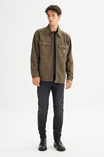 Lee 100% βαμβακερό μπουφάν χακί κανονικής εφαρμογής κανονικής εφαρμογής