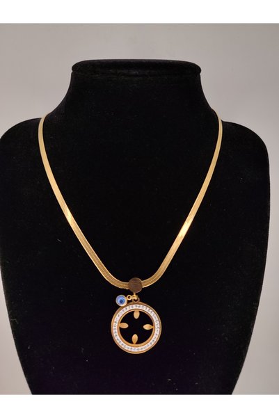 Romea Non-Tarnish Quarter-Inlaid Steel Necklace, Quarter-Inlaid Necklace, Gift Necklace, Wedding Jewelry