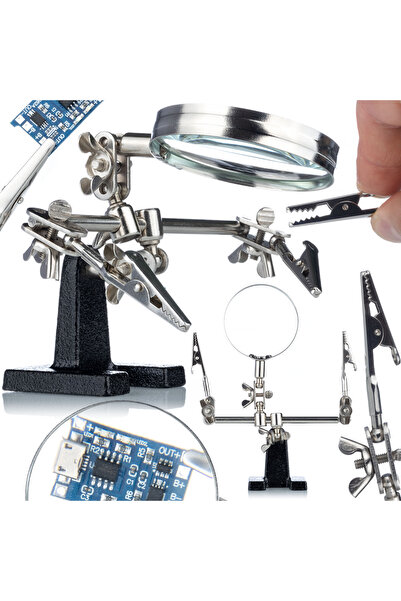 Rosfix Suport „A Treia Mână” cu Lupă | Clești Reglabili, Lentilă 65 mm x2.5