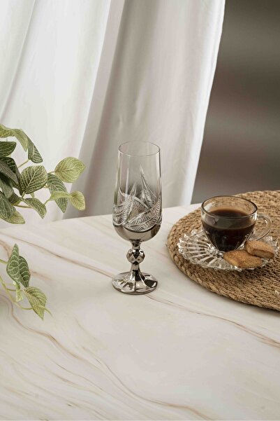 crystalhome 6-Piece Silver Leaf Crystal Coffee Side Dish 180ml