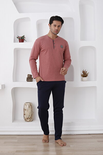 Lohusa Homewear Men's Long Sleeve Thick Winter 100% Cotton Pajamas Set