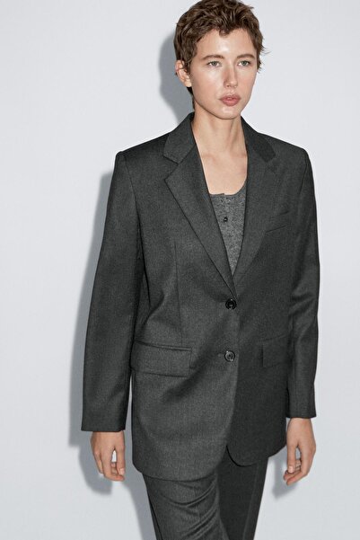 Massimo Dutti %100 yün flanel takım blazer