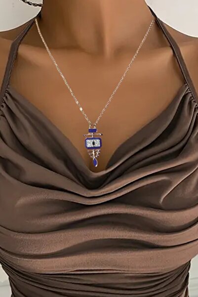 CAŞ DEKORASYON Silver Color Stone Steel Necklace