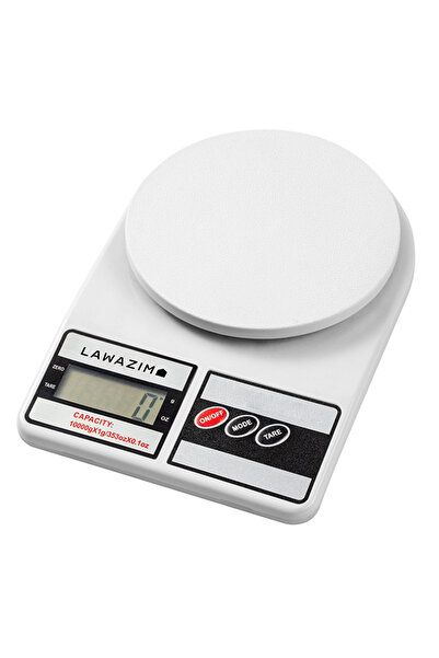 Lawazim Digital Kitchen Scale - White Electronic Food Scale with Tare for Cooking & Baking