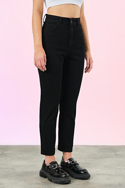 Geppetto A1110510154 Black High Waist Lycra Mom Jeans