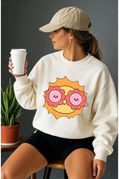ArtYus Φούτερ Unisex με μακριά μανίκια Cute Sun Front Transfer με τύπωμα με λ...