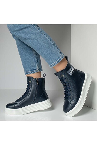 Modlet.ro Women's blue leather sports boots MOD12221