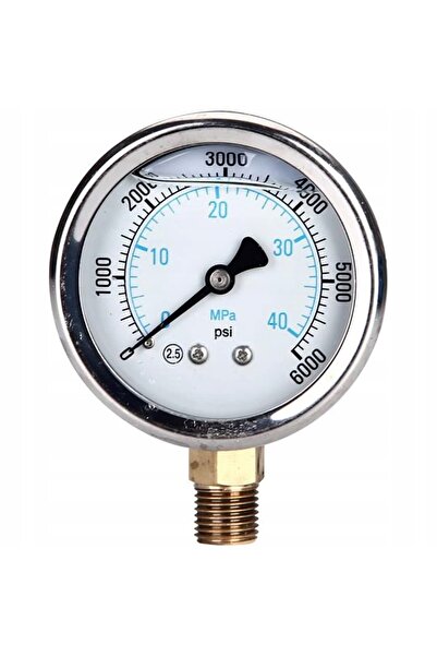 Rosfix Linear Pressure Gauge with 1/4" Tee | 0–40 MPa, Glycerin, Ø56 mm, Stainless Steel