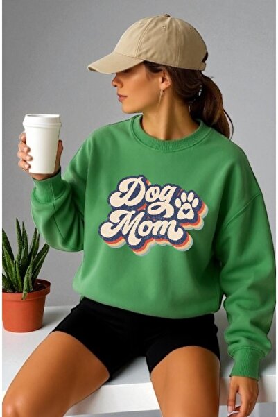 ArtYus Φούτερ Unisex με μακρύ μανίκι Dog Mom Front Transfer με τύπωμα με λαιμ...