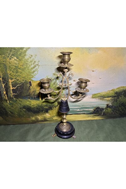 tayfuntufan antika koleksiyon 32 cm boyunda antika Avrupa pirinç şamdan