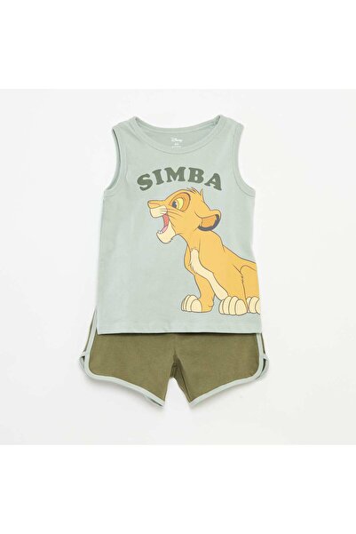 KIABI طقم بيجامة قصيرة من الأسد الملك - طقم من قطعتين باللون الأخضر