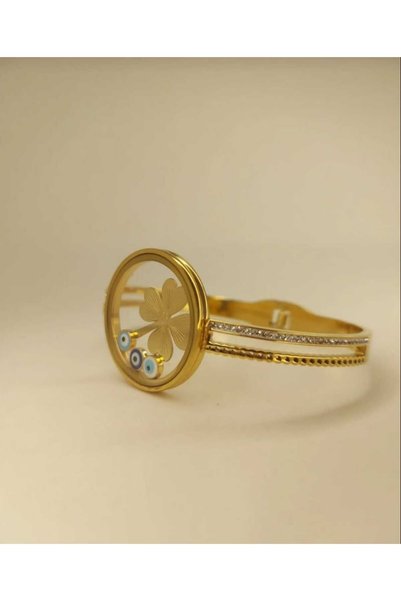 Romea Stainless Steel Quarter Bracelet, Gold Plated Bell Bracelet, Quarter Bracelet, Clover