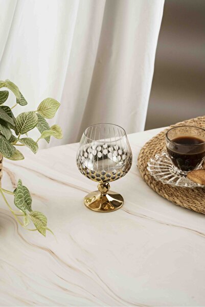 crystalhome 6 Pack Gold Damla Crystal Coffee Side 250ml