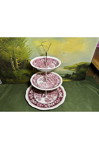 tayfuntufan antika koleksiyon English Spode Porcelain Serving Dish 35 cm Tall Large Plate 27 cm in Diameter