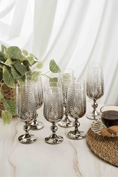 crystalhome 6-Piece Silver Fishbone Crystal Coffee Side Dish 180ml